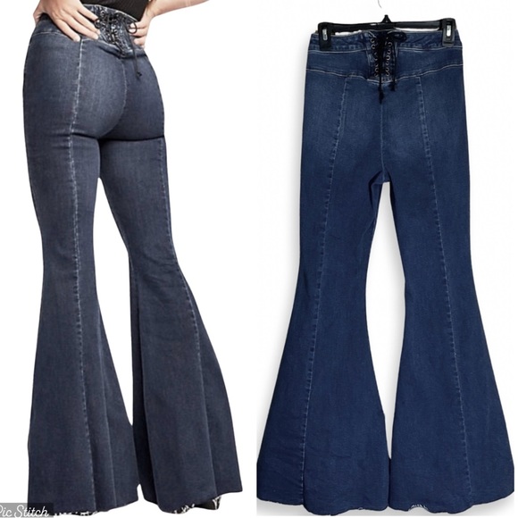 We The Free Denim - Free People We the Free CRVY Ma Cherie High Waist Laced Bell Bottom Jean 27 NWOT